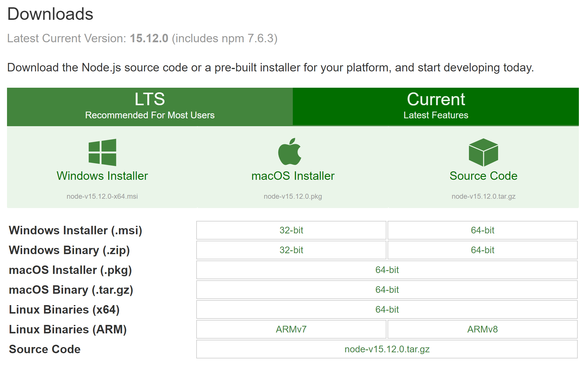 下载 nodejs 最新版